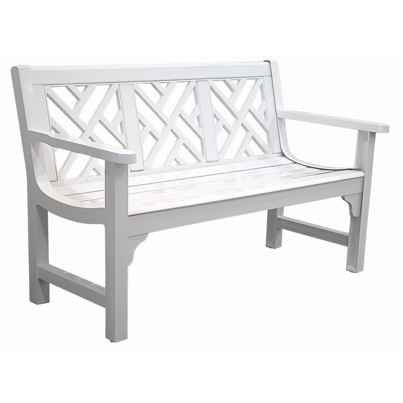 Glossy White Metal Chippendale Outdoor Bench