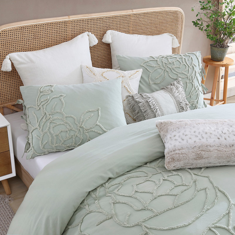 Aucion Cotton Floral Comforter, Queen Comforter + 2 Standard Shams, Green