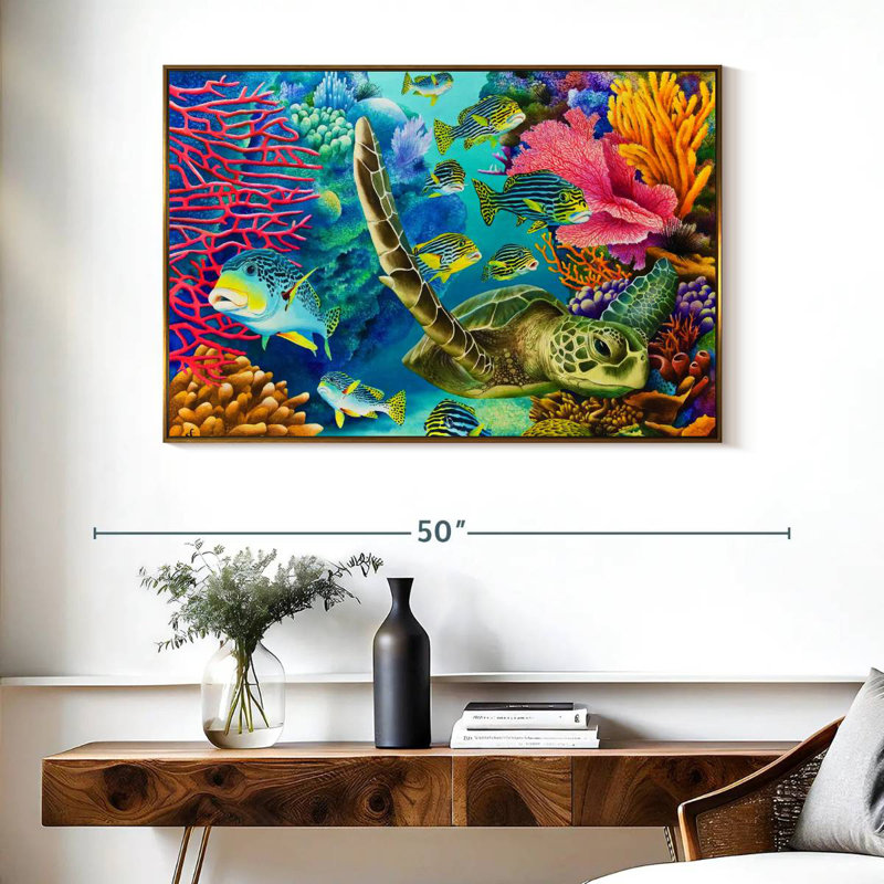 Coral Canyon, Cadre flottant doré, 40 po x 27 po