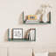 Tablettes flottantes en bois avec côtés en rotin, tablettes murales 16 po, ensemble de 2, vert-1191422811-1203623327