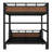 Queen over Queen Metal Bunk Bed with Separable Design and Safety Rails, Walnut