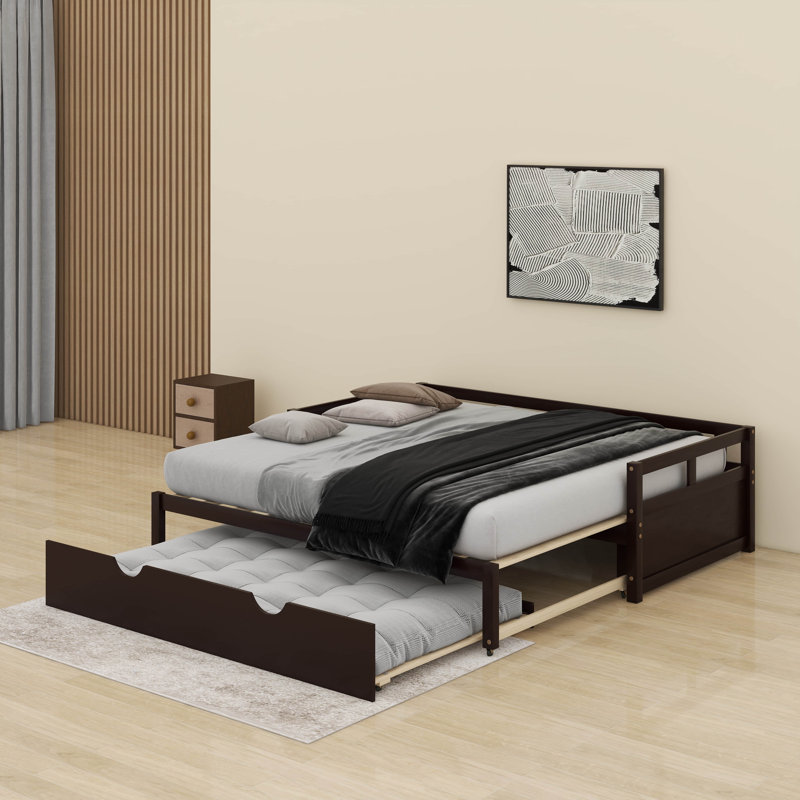 Wooden Daybed With Trundle,Extending Daybed With Trundle, Espresso