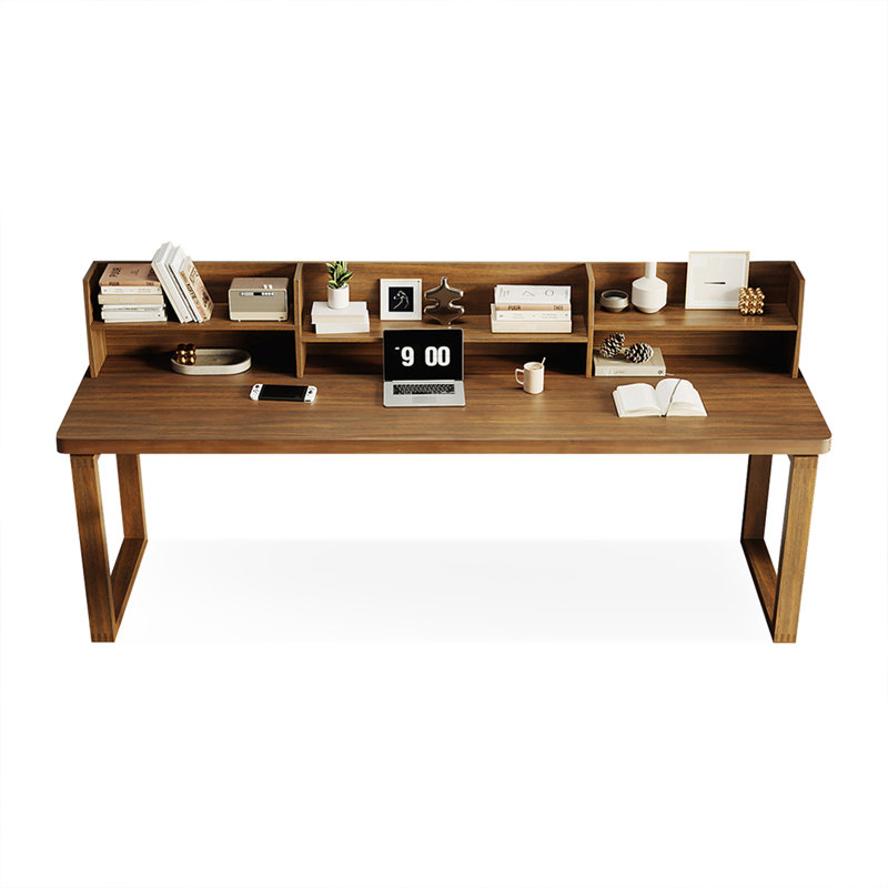 Bureau rectangulaire en bois massif brun noisette, H 45,28 po x l 86,61 po x P 27,56 po
