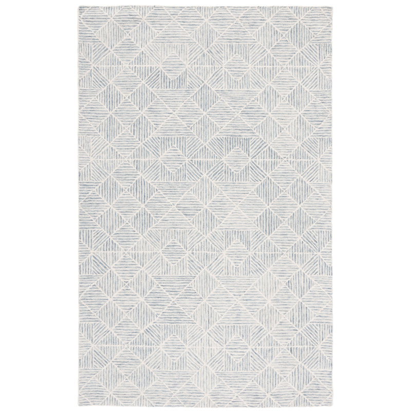 Forbestown Hand Tufted 0.8 Wool 0.2 Cotton Geometric Rug, Rectangle 4' x 6'