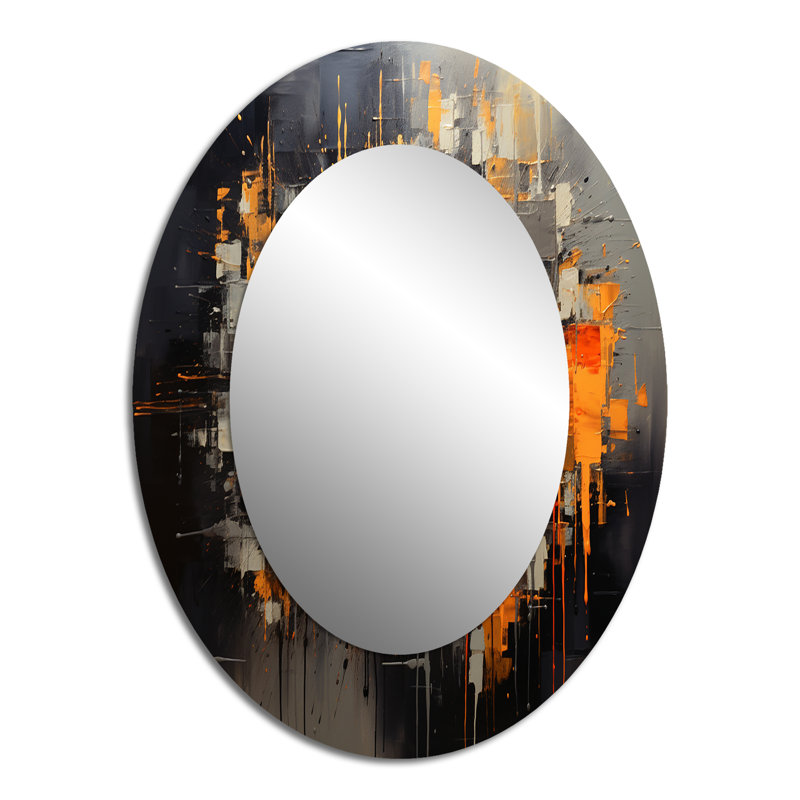 Gold And Grey Bitcoin Crypto Currency - Glam Oval Wall Mirror, 40" x 30"