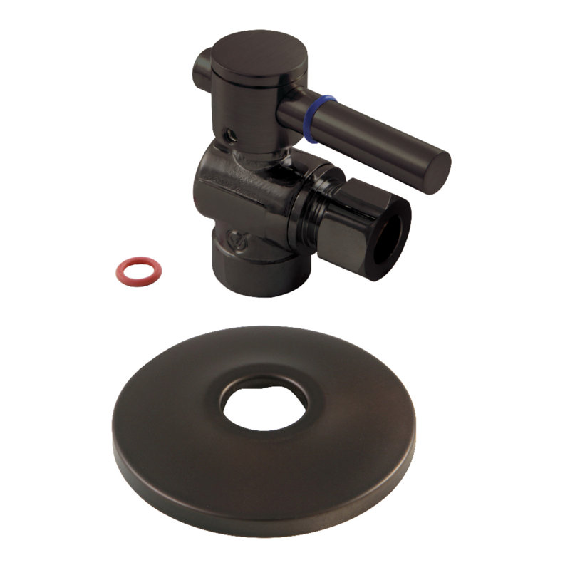 Kingston Brass Concord 1/2-Inch Sweat x 3/8-Inch OD Comp Quarter-Turn Angle Stop Valve with Flange, Oil Rubbed Bronze