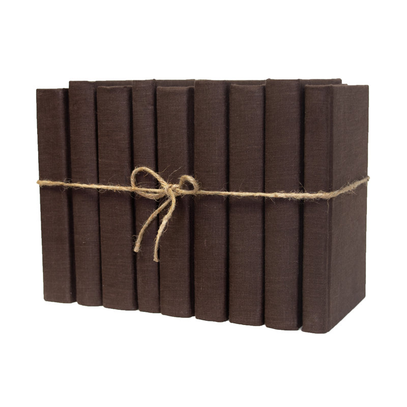 Livres décoratifs - Ensemble de livres enveloppés de lin café - 1 pied de livres bruns