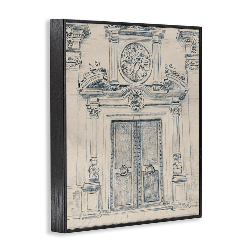 Scène d'architecture détaillée encadrée, giclée par June Erica Vess, Giclée encadrée noir minuit, H 14 po x l 11 po