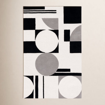 Felipe Gray Black White Hand-Woven Geometric Rug