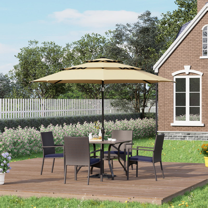 Argyri 4 - Person Patio Dining Set with Square Table , Cushions Included, Beige