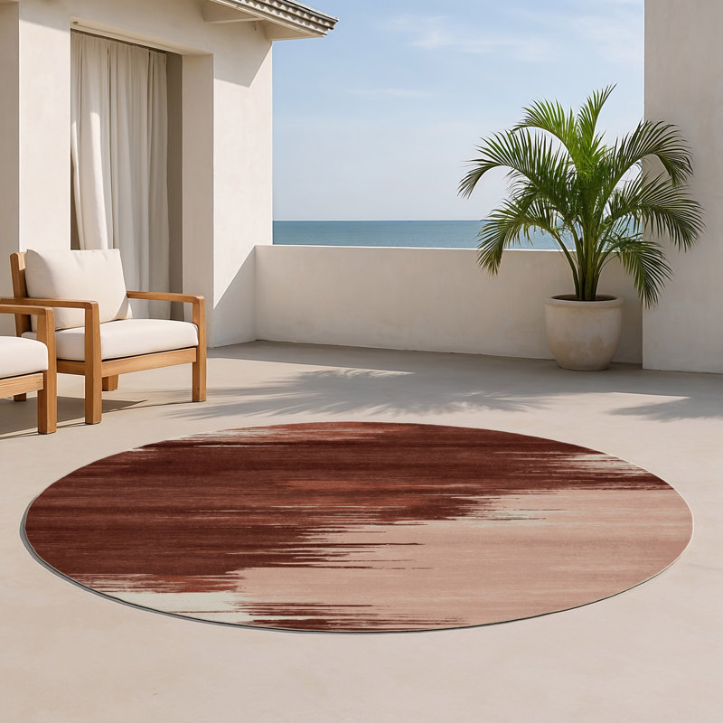 Tapis intérieur et extérieur beige Watercolor, Rectangulaire 8 pi x 10 pi