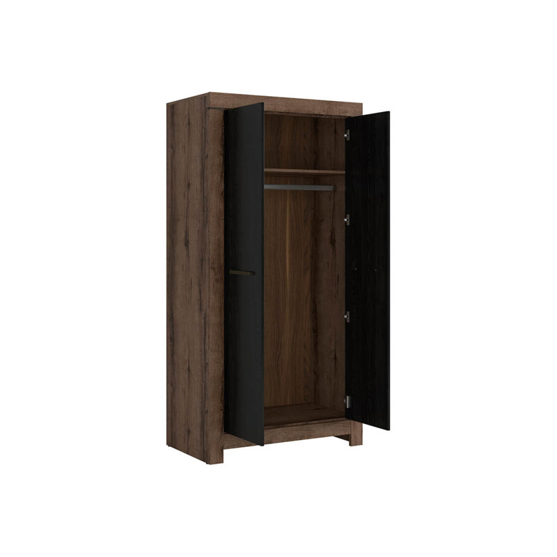 Manufactured Wood Wardrobe, Oak/Black