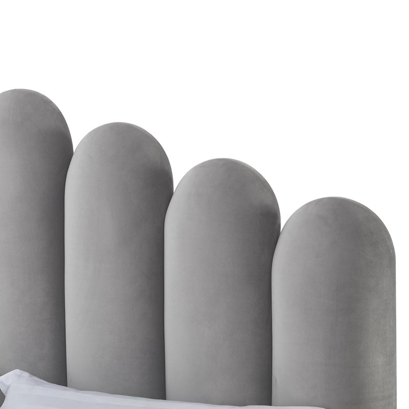 Lit plateforme avec rangement Kyair, Gris, Simple TG