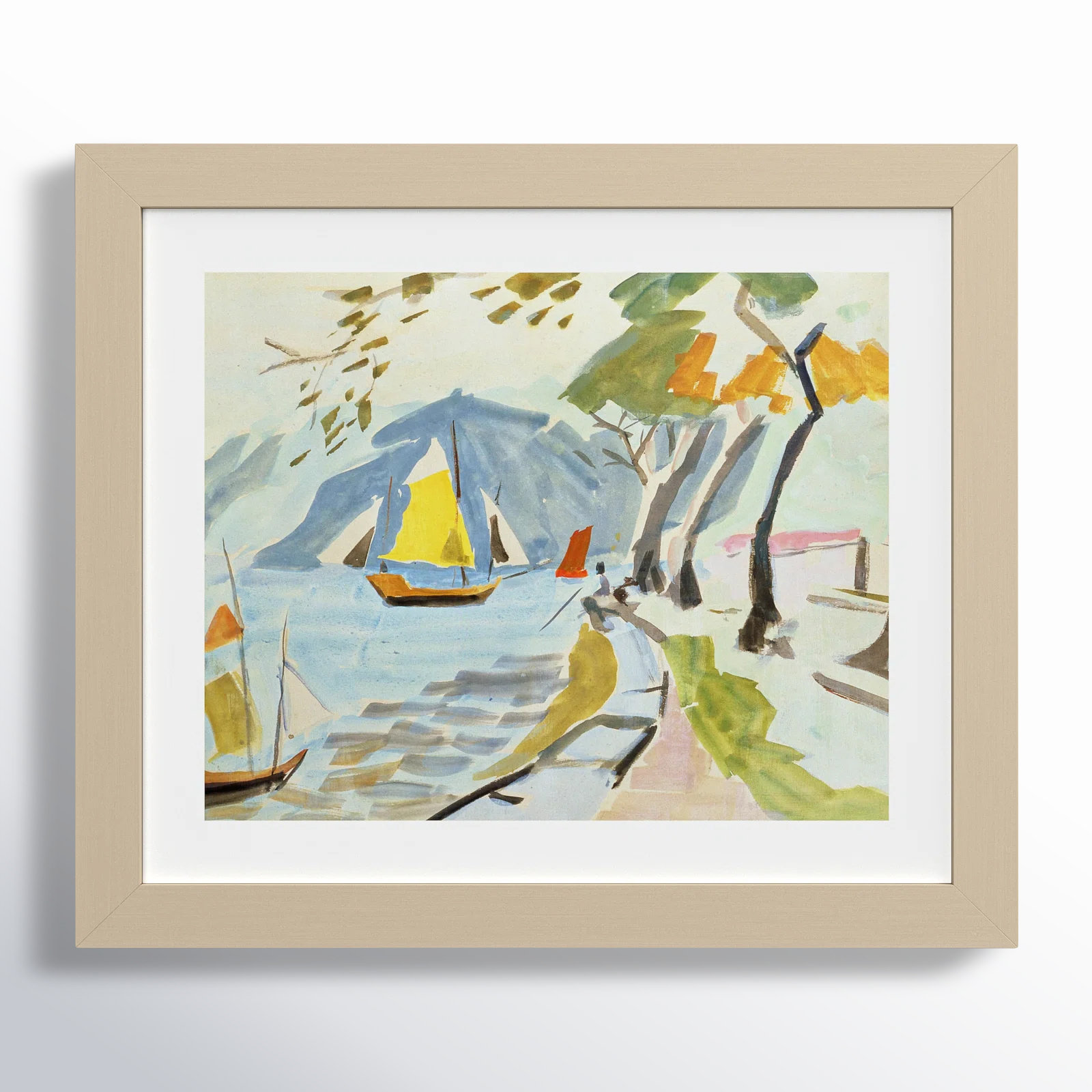 Macau Shoreline Print by Anne Durham, 11" H x 13" W x 1" D, Brown