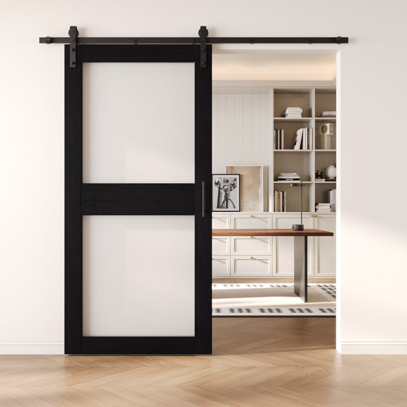 Porte de grange non assemblée et fini en verre à 2 verres de 30 po x 84 po Homacer de Homacer, 30 po x 84 po
