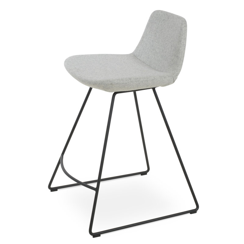 Tabouret Pera HB, Laine argentée, Noir, Tabouret de comptoir (assise de 24 po de hauteur)