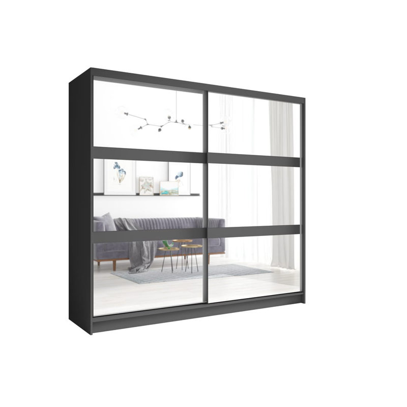 Fino 2 Door Manufactured Wood Wardrobe, Graphite