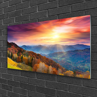 Landscape Mountain Forest - No Frame Print on Glass