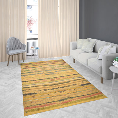 Tapis jaune en coton Stephoe