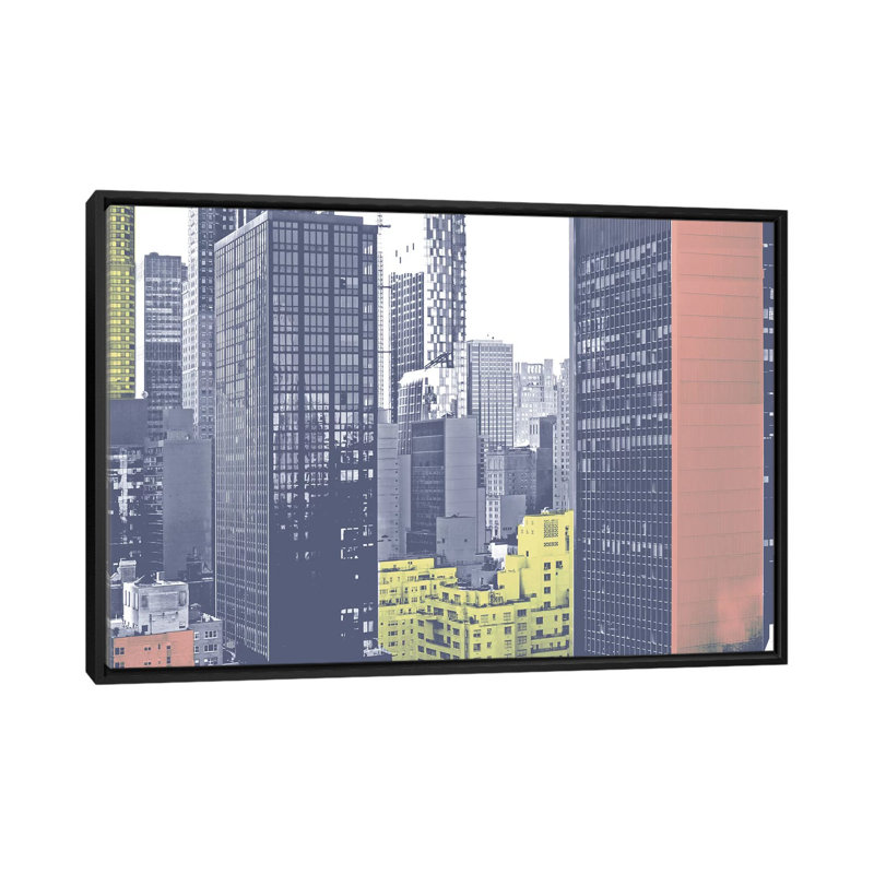 «Pastel NYC II», impression sur toile tendue, H 18 po x l 26 po x P 1,5 po, Toile encadrée noire, Pas de tapis