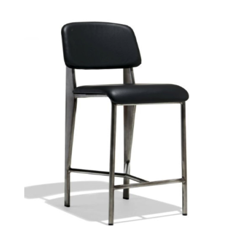Tabouret de bar Coral, Siège noir / structure bronze industriel