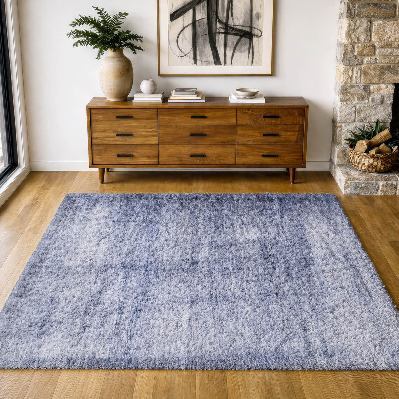 Tapis à poil long de qualité supérieure lavable à la machine ADS608, Navy, 10' x 14'