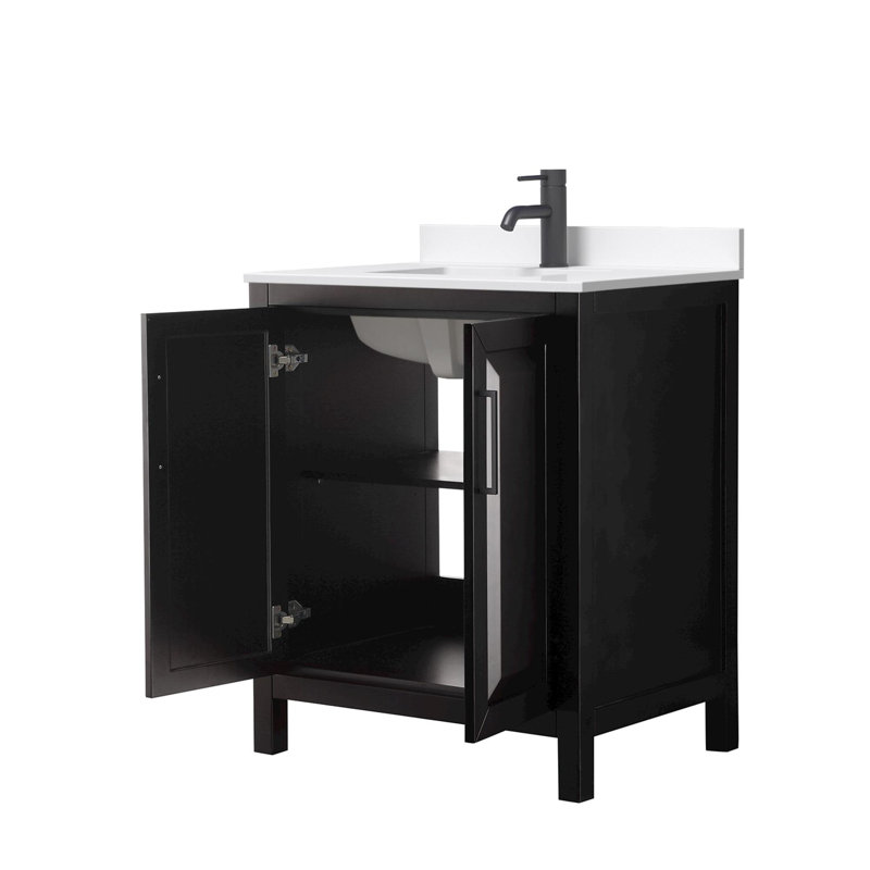 Daria 30'' W Vanity, Matte Black, Brown, Giotto Quartz