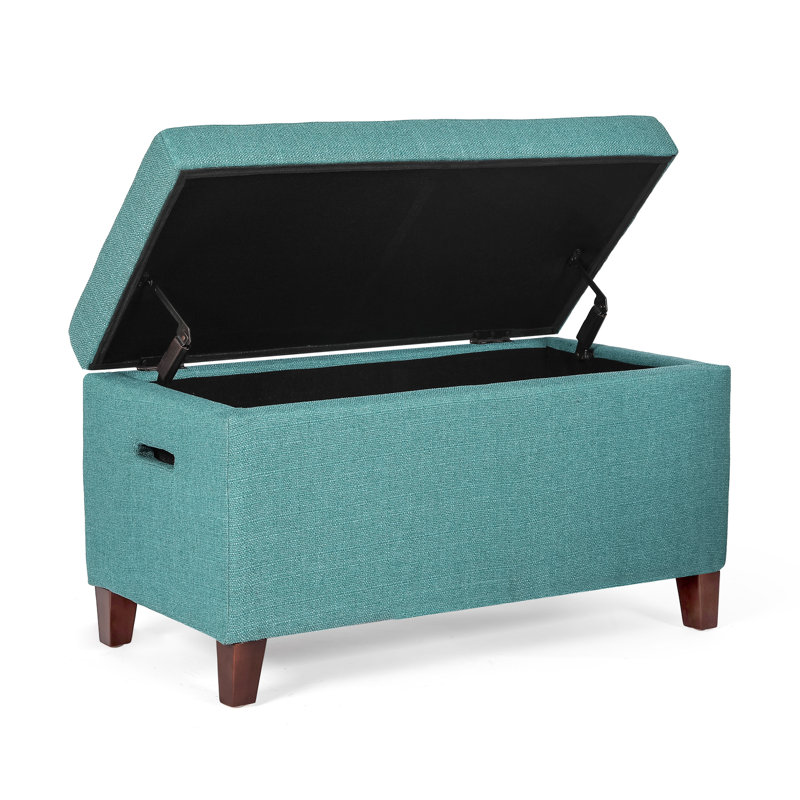 Banc de rangement à couvercle rabattable rembourré, Bleu sarcelle