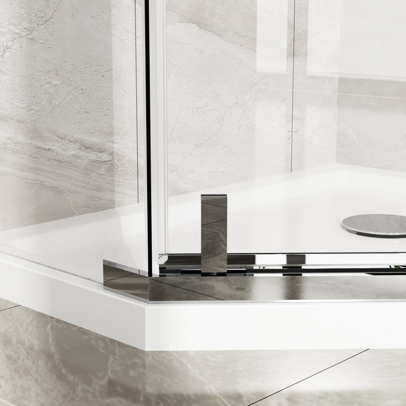 -Angle Shower Enclosure, 36 In. X 72 In., Clear Tempered, Space Saving Shower, 36" 72", , Tempered Glass, Efficient, Chrome