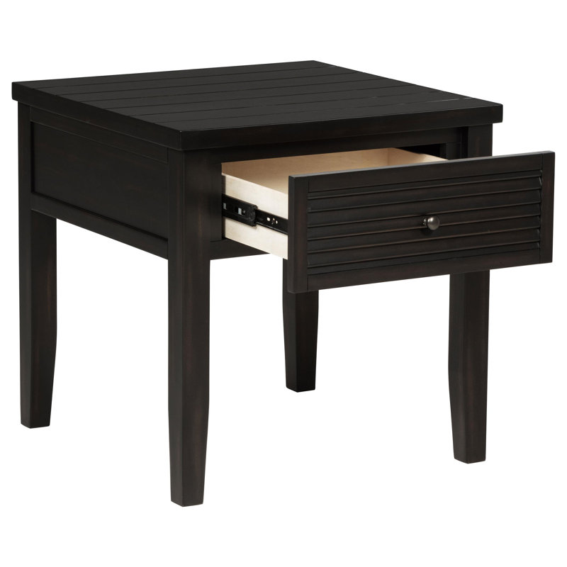 Hayu 1-Drawer Square End Table Distressed Java
