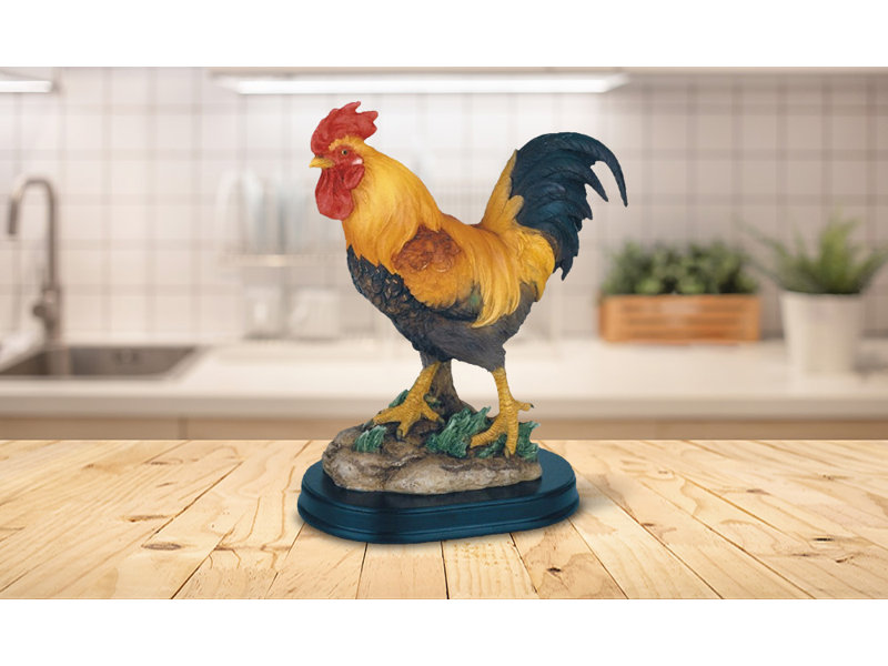 Willowood 7.5"H Orange Rooster Figurine, Yellow/Black