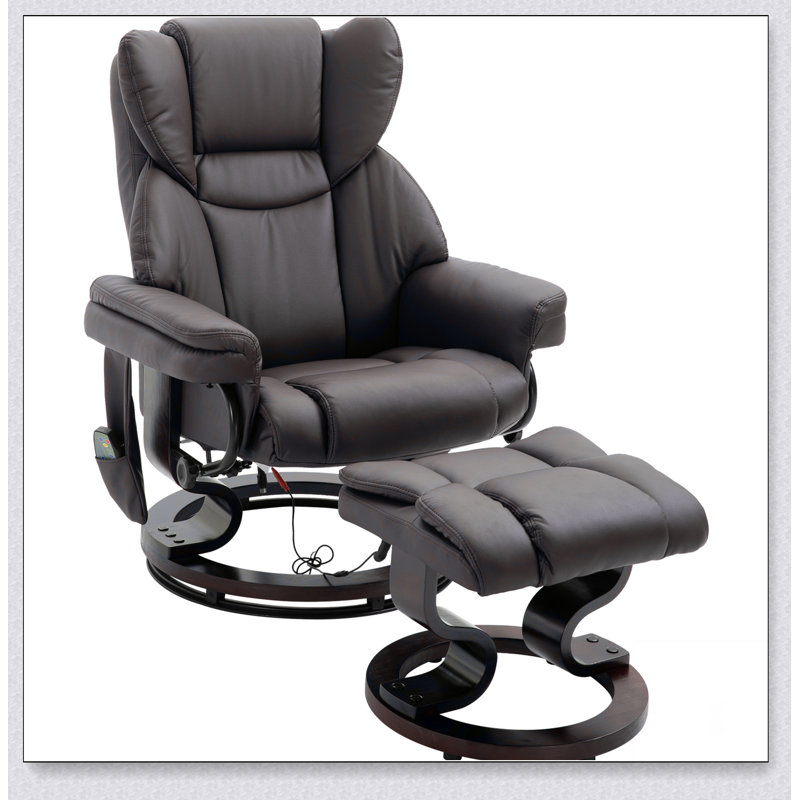 Massage Recliner Chair with Ottoman Footrest, 10 Vibration Points, 360° Swivel Reclining Chair