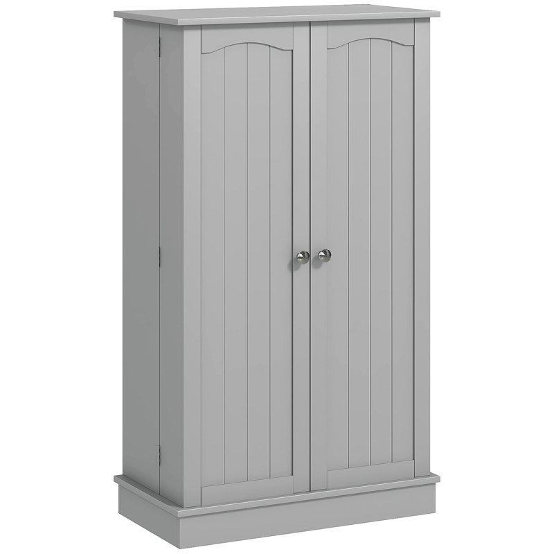 41" Kitchen Pantry Storage Cabinet, Freestanding Kitchen Cabinet With 12 Door Shelves, Double Doors, 5-Tier Shelving And Adjustable Shelves, Paper Gray