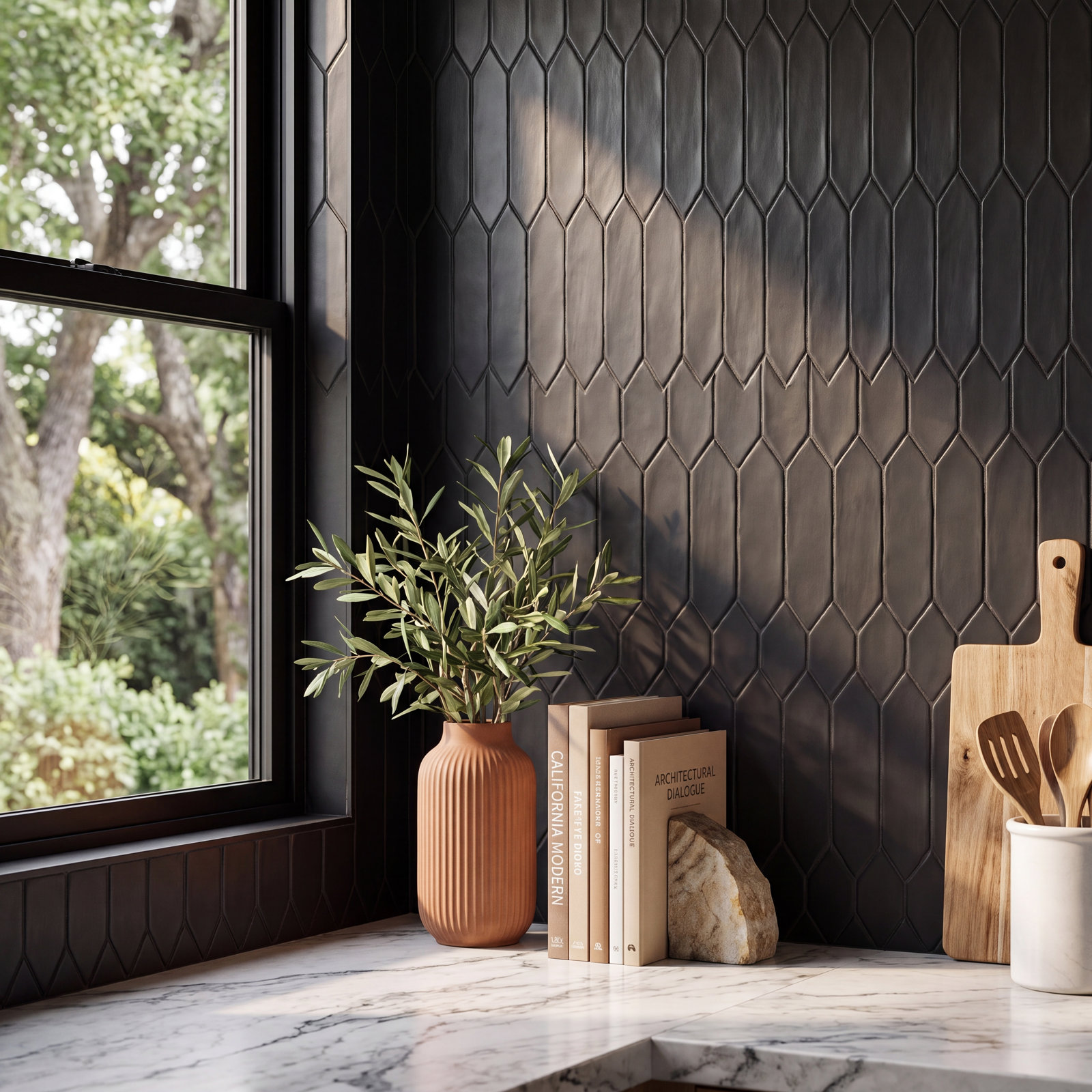 Reine 3" x 12" Ceramic Tile, Black