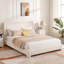 Cadre de lit, cadre de lit Boucle avec tête de lit réglable, lit plateforme tapissier moderne avec lattes de bois, coins arrondis doux, aucun sommier requis, silencieux, assemblage facile-129768435-129768434