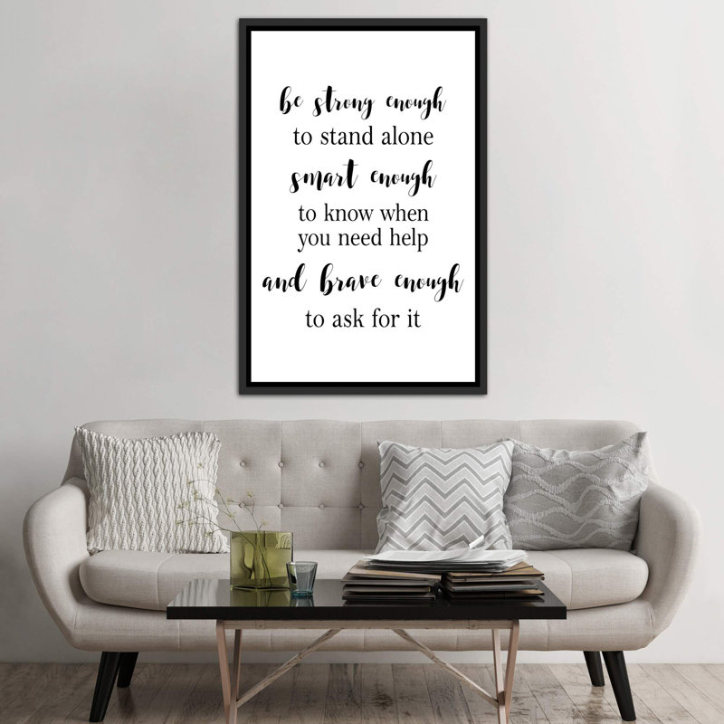«Be Strong Enough», reproduction d'art textuel, Aucun mat, Toile avec cadre noir patiné, H 60 po x l 40po x P 1,5 po