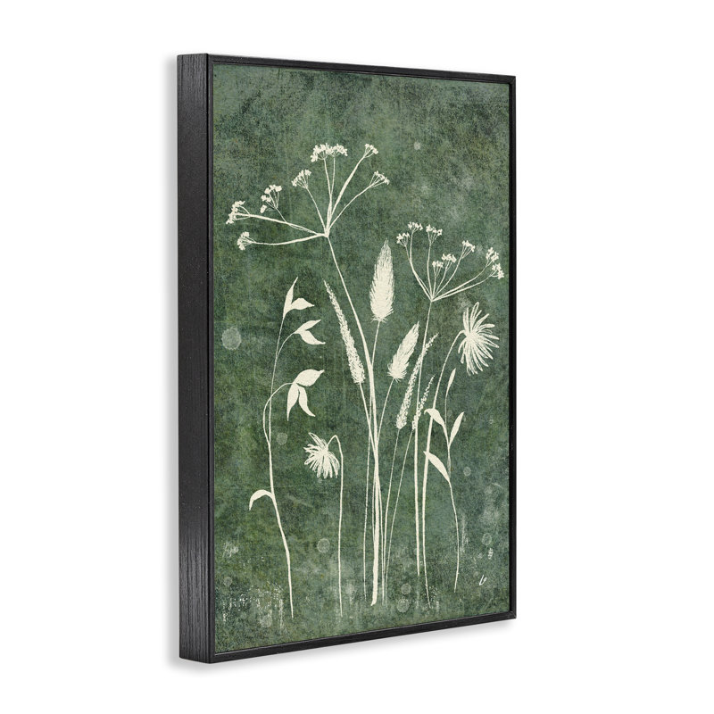  Fleurs sauvages sur fond vert rustique, estampe numérique par Lydia Orange, Giclée encadrée noir minuit, H 24 po x l 16 po