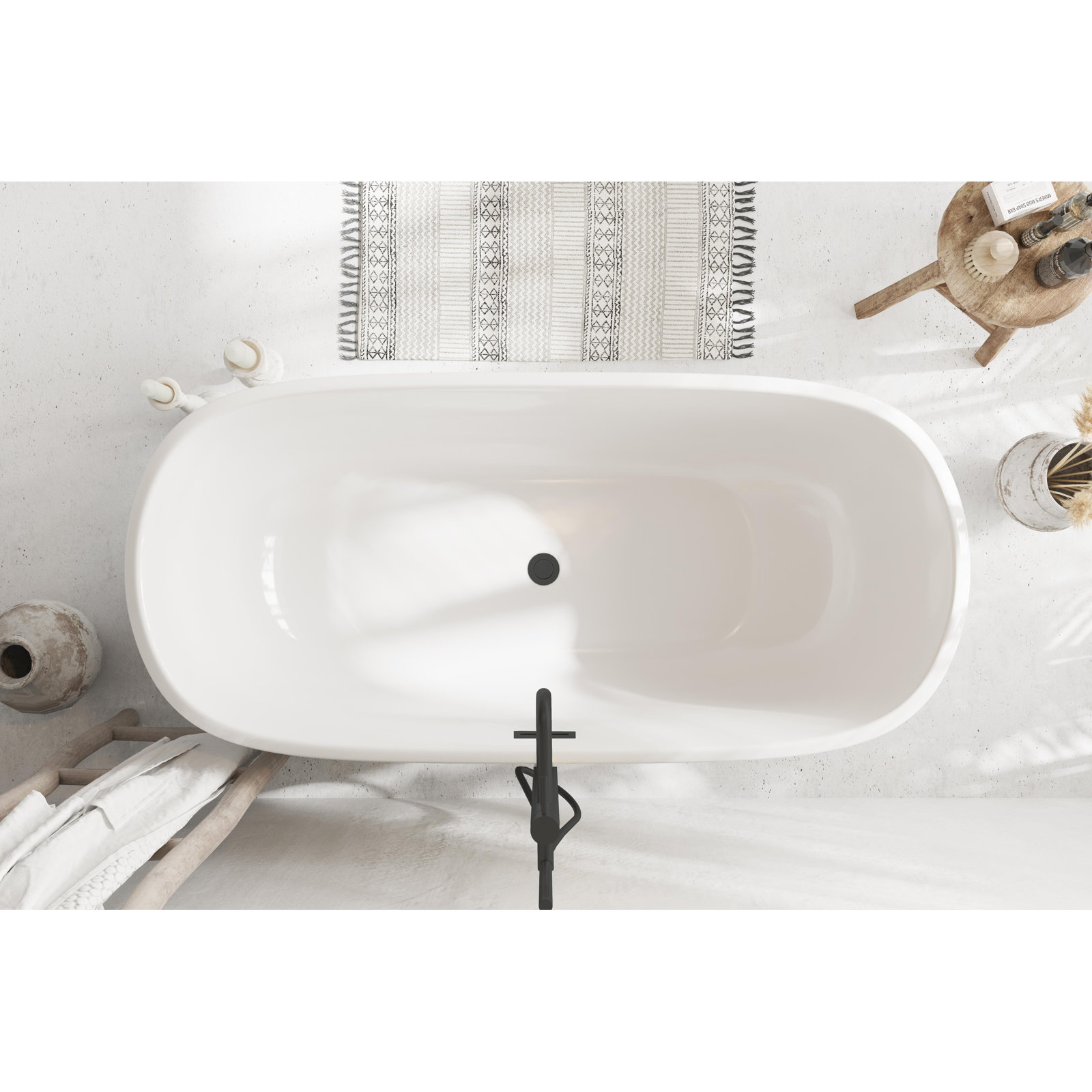Chaylynn 59'' Soaking Acrylic Bathtub, Matte Black