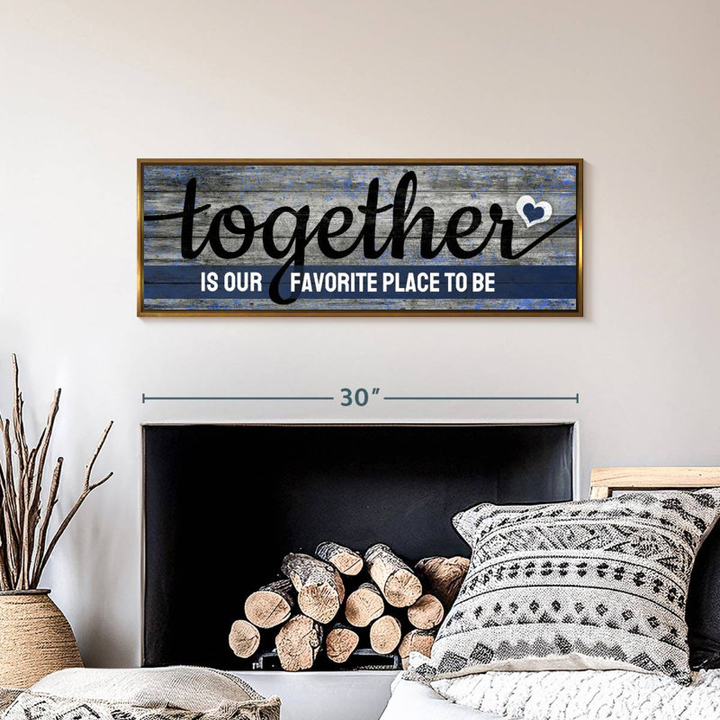 Plaque murale "Together", Cadre flottant doré, 31 po x 11 po