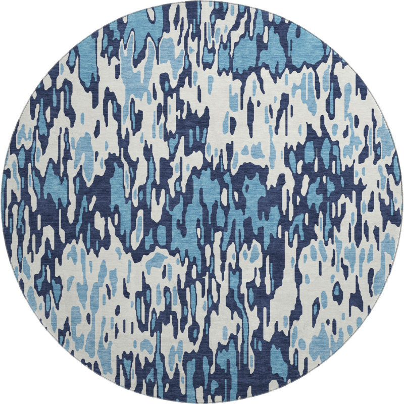 Premium Machine Washable Jahnke AMF986 Stripes Rug, Round 8'