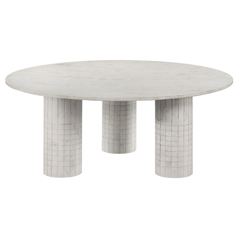 Round Genuine Marble Coffee Table White