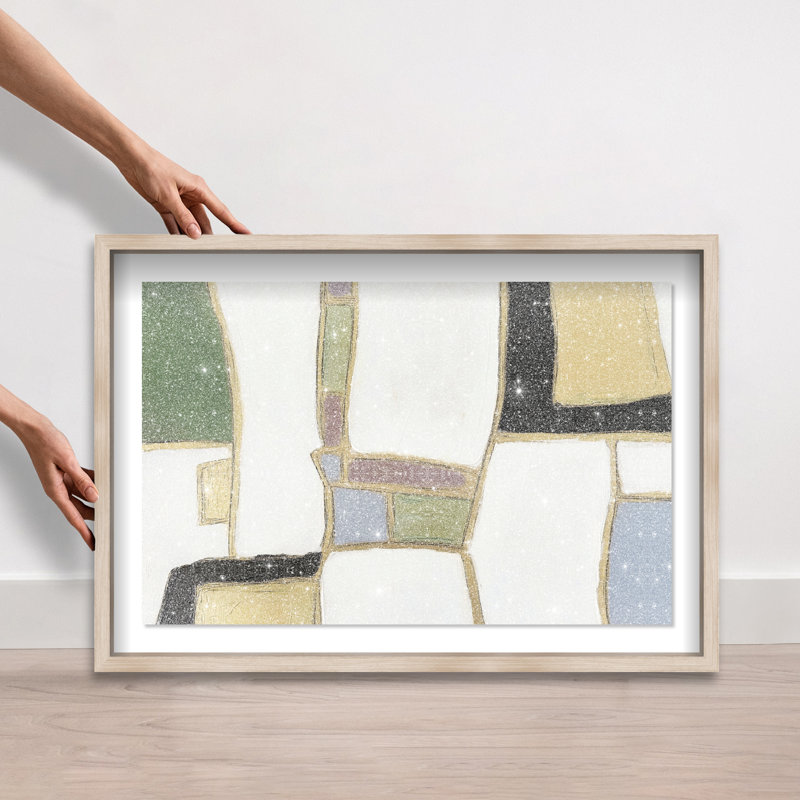 A Night With Klimt I Shadowbox Abstract Print by Oliver Gal, Black Frame, 15 x 10, 21.5"H x 31.5"W, Natural Oak Frame