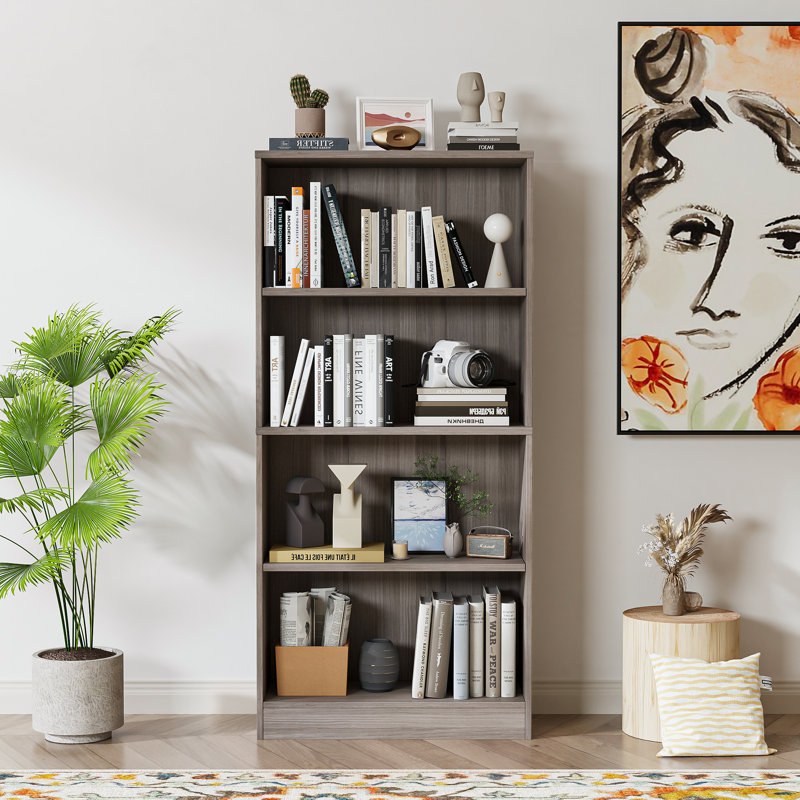 Bibliothèque standard Jalacia, (4 tablettes) H 55 po x l 24 po x P 9 po, Gris platine