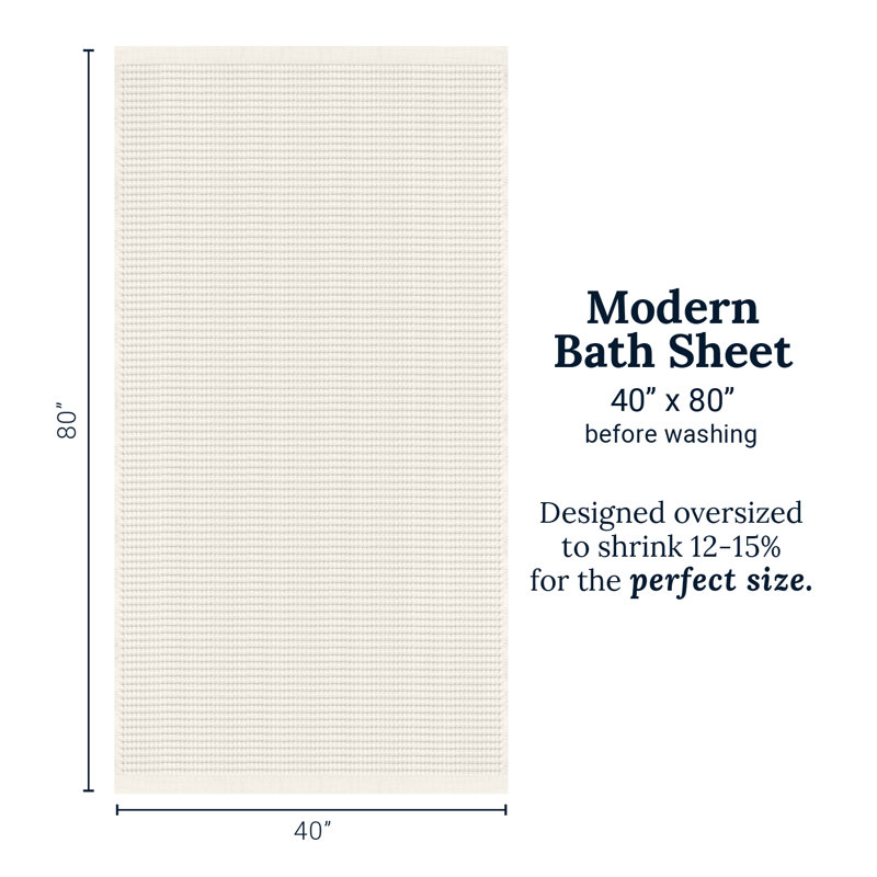 Waffle Bath Sheet – Extra Large, 100% Natural Cotton Absorbent & Quick Drying, Modern Style, Cream