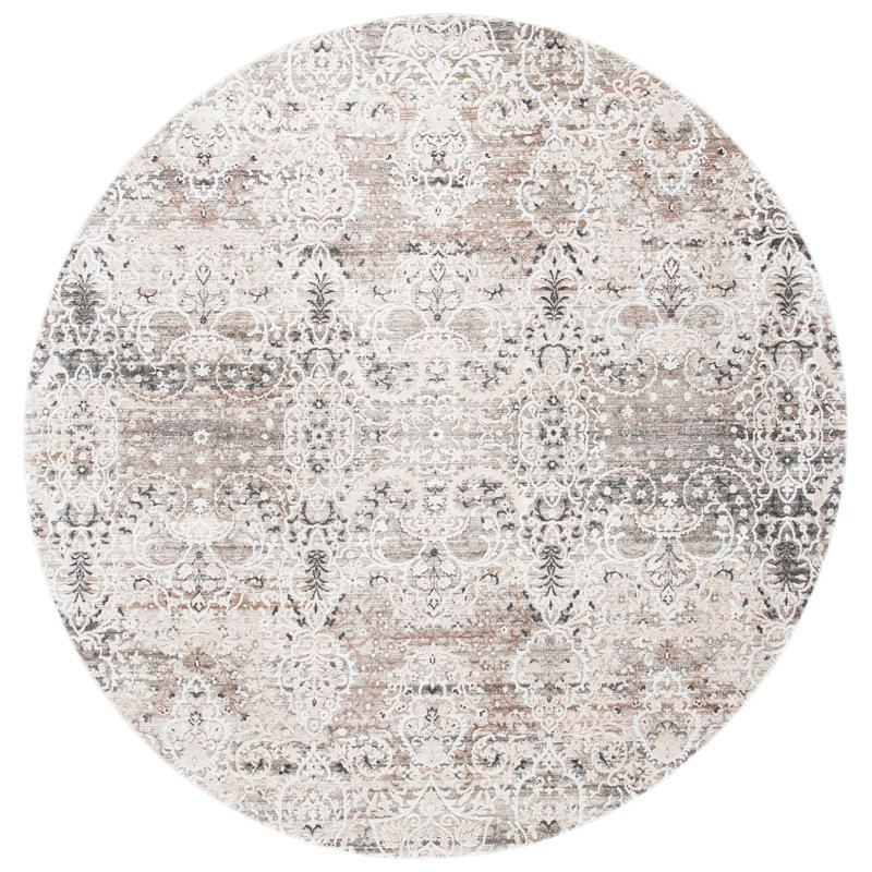 Mayflower Performance Damask Rug, Round 6'7"