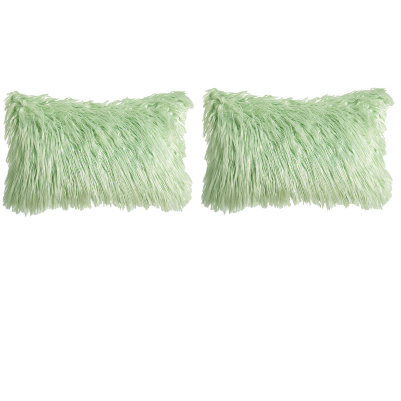 Faux Fur Pattern Faux Fur Throw Pillow Cover Only, Sea Green, No