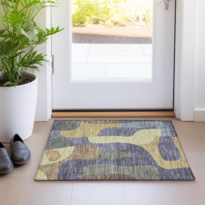 Machine Washable Indoor/Outdoor Xhevrie Purple Rug