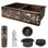 33" Hammered Copper Kitchen Apron 50/50 Double Basin Sink w/ Scroll Design and Apron Front Nickel Background with Matching Drains, and Accessories
