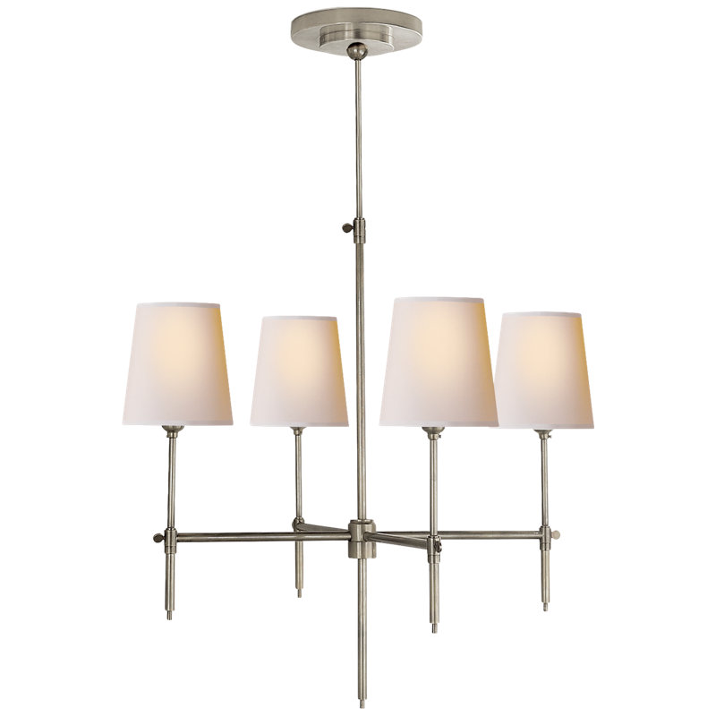 Thomas O'Brien Bryant Small Chandelier, Antique Nickel, 28" H x 26" W x 26" D, Fabric