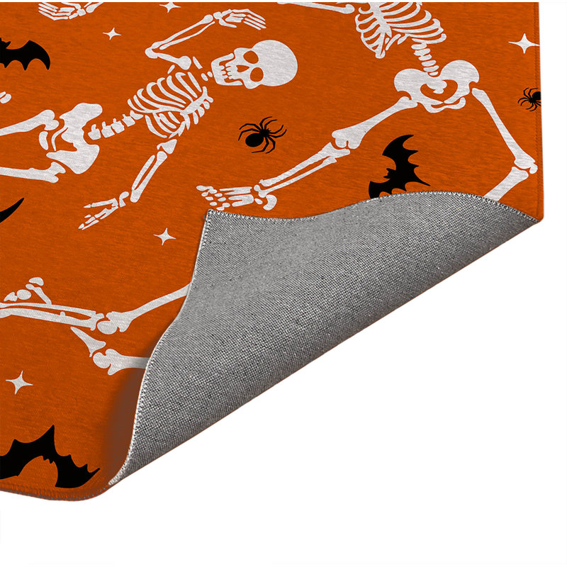Tapis d'intérieur antidérapant Skeleton Boogie, L 24 po x L 36 po, Orange